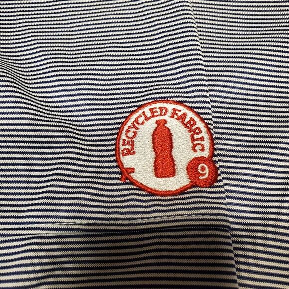 Chick-fil-A oobe Team Style Team Member Polo Blue Pinstripe Shirt L - Picture 3 of 6